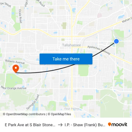 E Park Ave at S Blair Stone Rd Eb to I.P. - Shaw (Frank) Building map