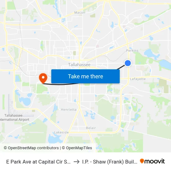 E Park Ave at Capital Cir SE Wb to I.P. - Shaw (Frank) Building map