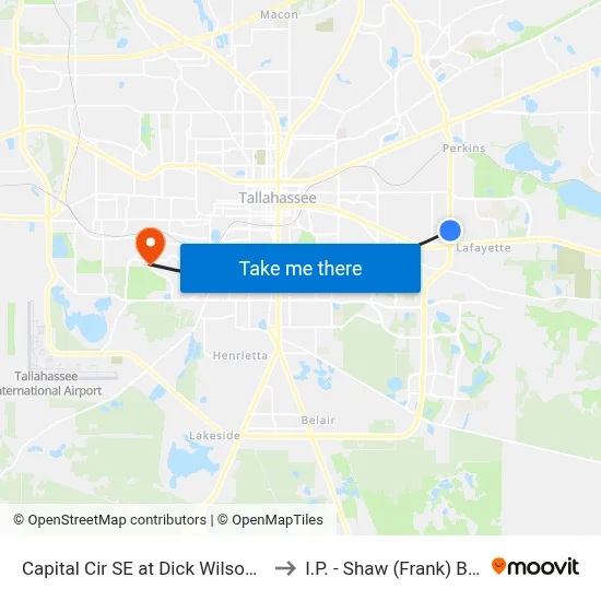 Capital Cir SE at Dick Wilson Blvd Sb to I.P. - Shaw (Frank) Building map
