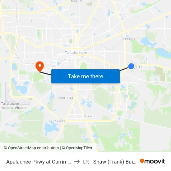 Apalachee Pkwy at Carrin Dr Eb to I.P. - Shaw (Frank) Building map