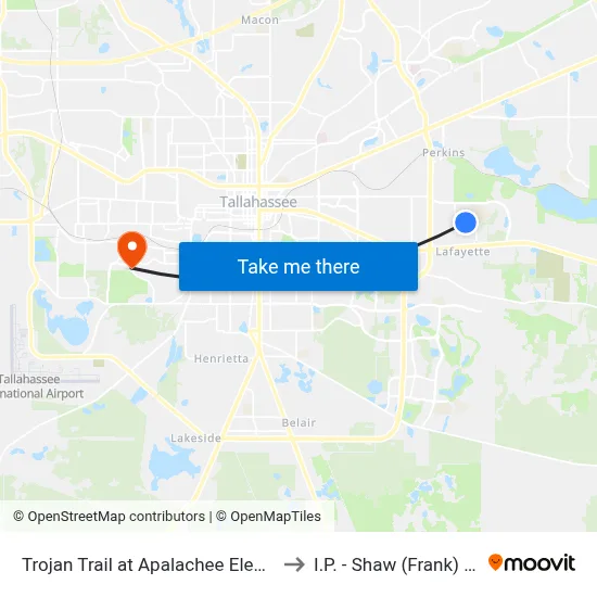 Trojan Trail at Apalachee Elementary Wb to I.P. - Shaw (Frank) Building map