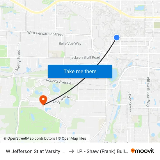 W Jefferson St at Varsity Dr Eb to I.P. - Shaw (Frank) Building map