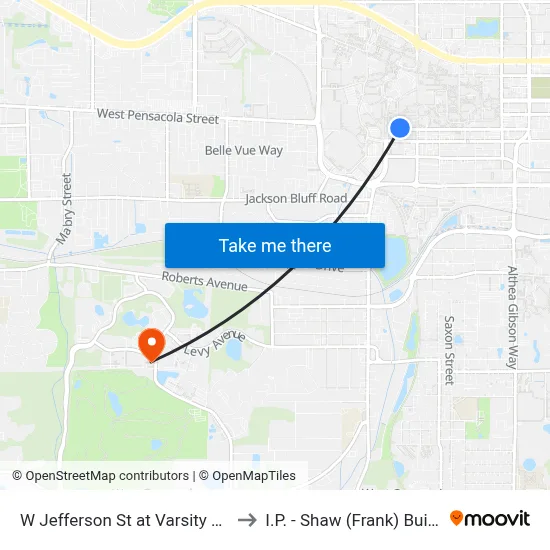 W Jefferson St at Varsity Dr Wb to I.P. - Shaw (Frank) Building map