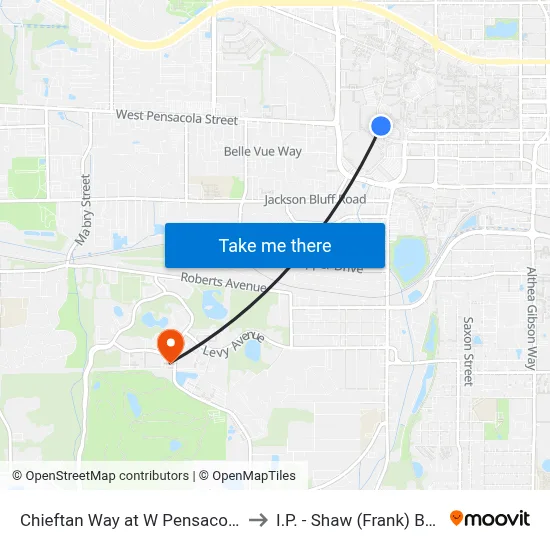 Chieftan Way at W Pensacola St Sb to I.P. - Shaw (Frank) Building map