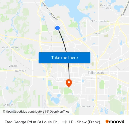 Fred George Rd at St Louis Church Way Sb to I.P. - Shaw (Frank) Building map
