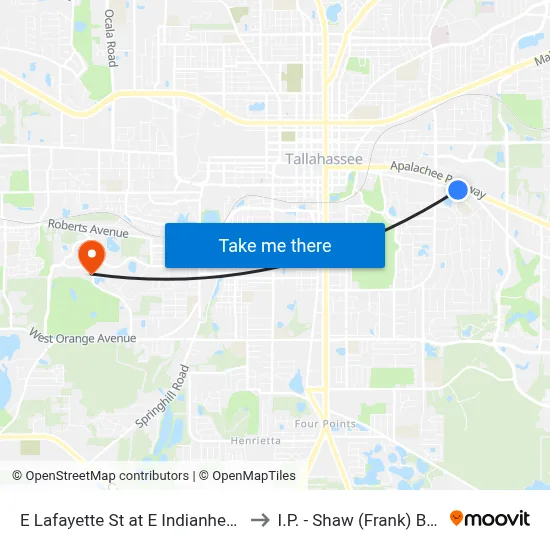 E Lafayette St at E Indianhead Dr Eb to I.P. - Shaw (Frank) Building map