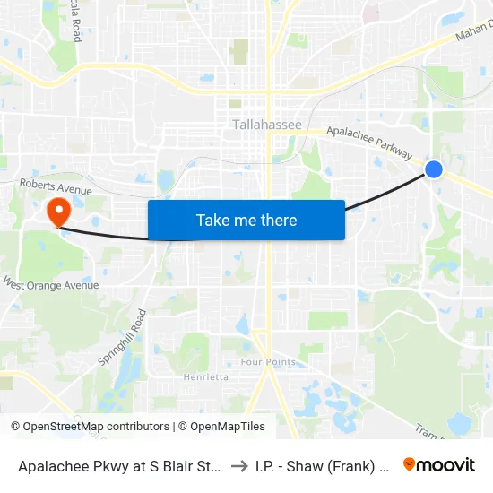 Apalachee Pkwy at S Blair Stone Rd Eb to I.P. - Shaw (Frank) Building map