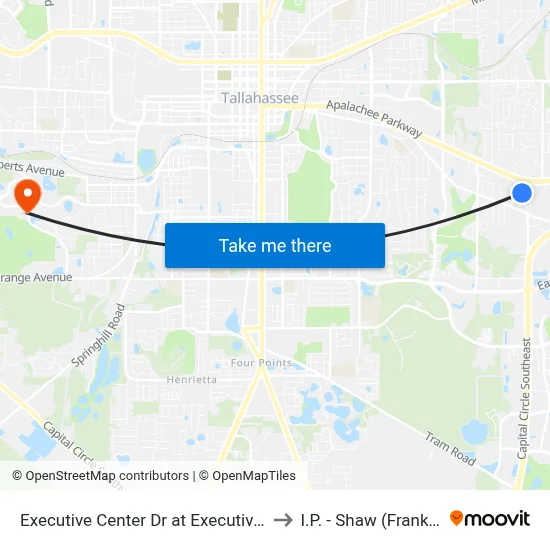 Executive Center Dr at Executive Center Cir Sb to I.P. - Shaw (Frank) Building map