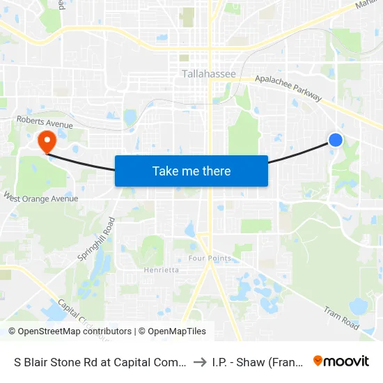 S Blair Stone Rd at Capital Commerce Center Sb to I.P. - Shaw (Frank) Building map