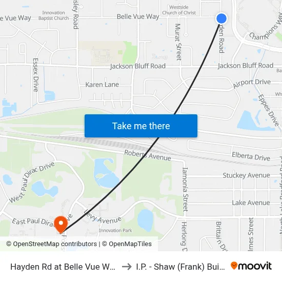 Hayden Rd at Belle Vue Way Nb to I.P. - Shaw (Frank) Building map