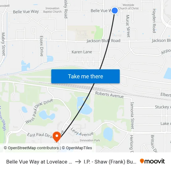 Belle Vue Way at Lovelace Dr Wb to I.P. - Shaw (Frank) Building map
