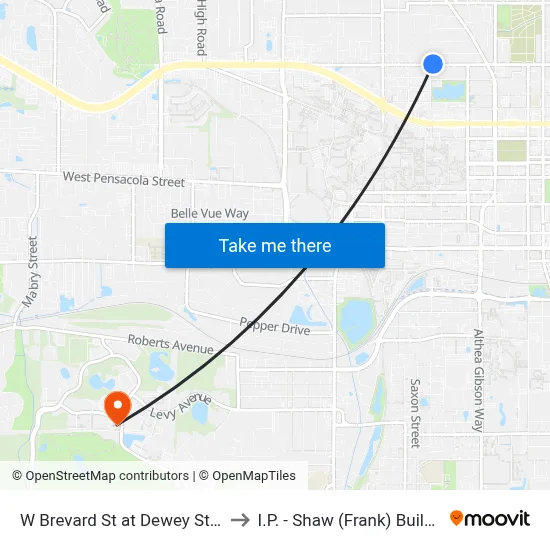 W Brevard St at Dewey St Wb to I.P. - Shaw (Frank) Building map