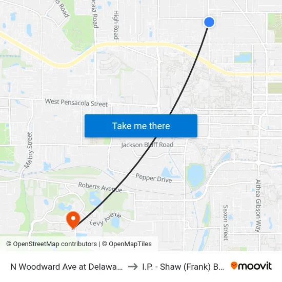 N Woodward Ave at Delaware St Nb to I.P. - Shaw (Frank) Building map