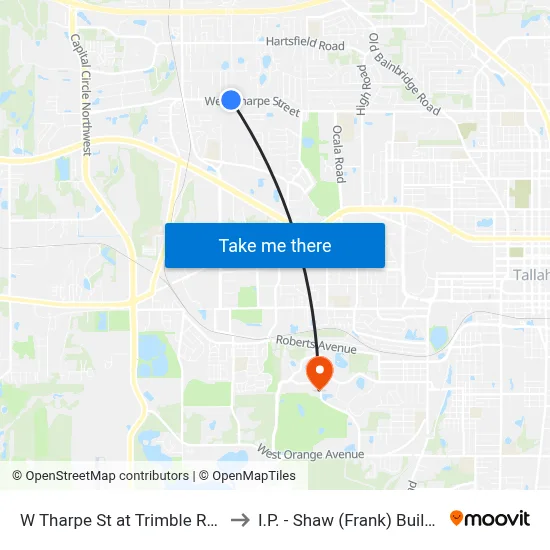 W Tharpe St at Trimble Rd Eb to I.P. - Shaw (Frank) Building map