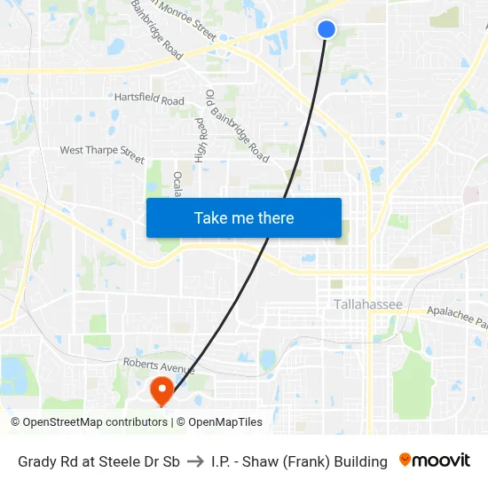 Grady Rd at Steele Dr Sb to I.P. - Shaw (Frank) Building map