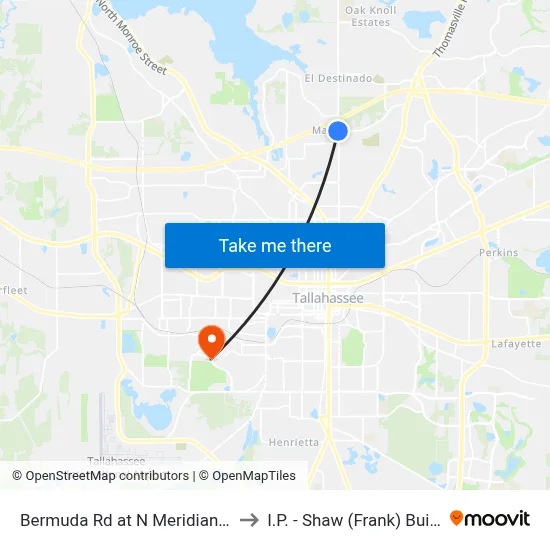 Bermuda Rd at N Meridian St Eb to I.P. - Shaw (Frank) Building map