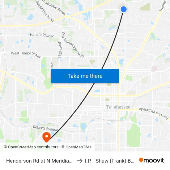 Henderson Rd at N Meridian St Wb to I.P. - Shaw (Frank) Building map