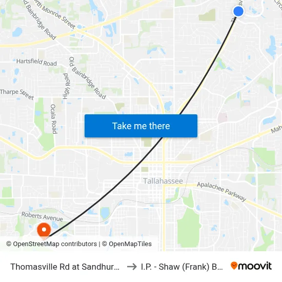Thomasville Rd at Sandhurst Dr Sb to I.P. - Shaw (Frank) Building map