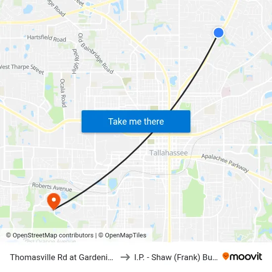 Thomasville Rd at Gardenia Dr Sb to I.P. - Shaw (Frank) Building map