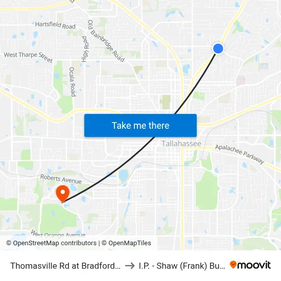 Thomasville Rd at Bradford Rd Sb to I.P. - Shaw (Frank) Building map