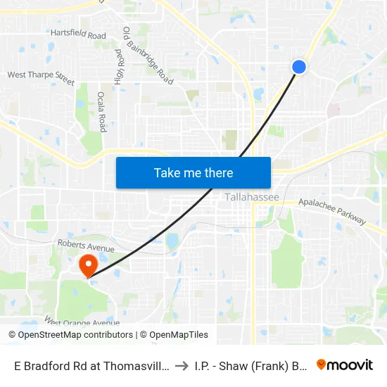 E Bradford Rd at Thomasville Rd Eb to I.P. - Shaw (Frank) Building map