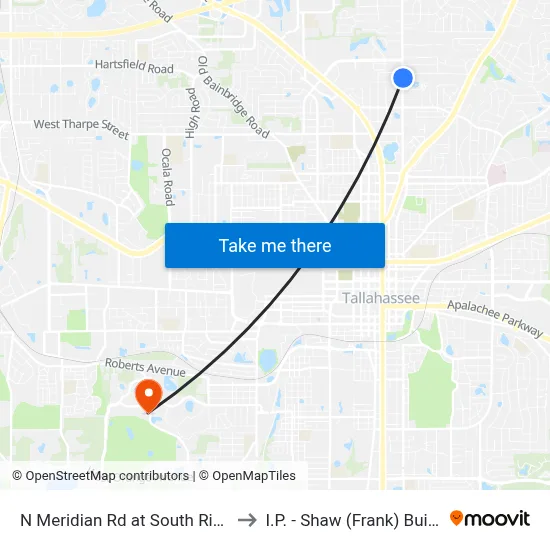 N Meridian Rd at South Ride Nb to I.P. - Shaw (Frank) Building map