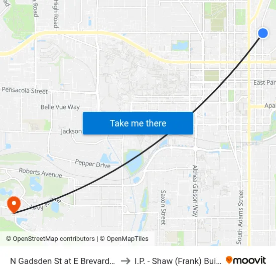 N Gadsden St at E Brevard St Nb to I.P. - Shaw (Frank) Building map
