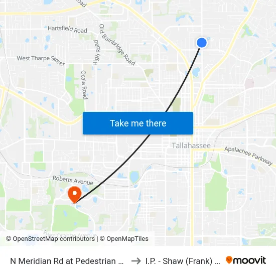 N Meridian Rd at Pedestrian Crossing Sb to I.P. - Shaw (Frank) Building map