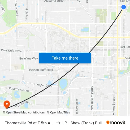 Thomasville Rd at E 5th Ave Sb to I.P. - Shaw (Frank) Building map