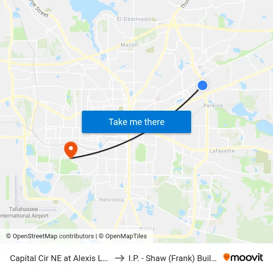 Capital Cir NE at Alexis Ln Nb to I.P. - Shaw (Frank) Building map