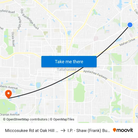 Miccosukee Rd at Oak Hill Dr Wb to I.P. - Shaw (Frank) Building map