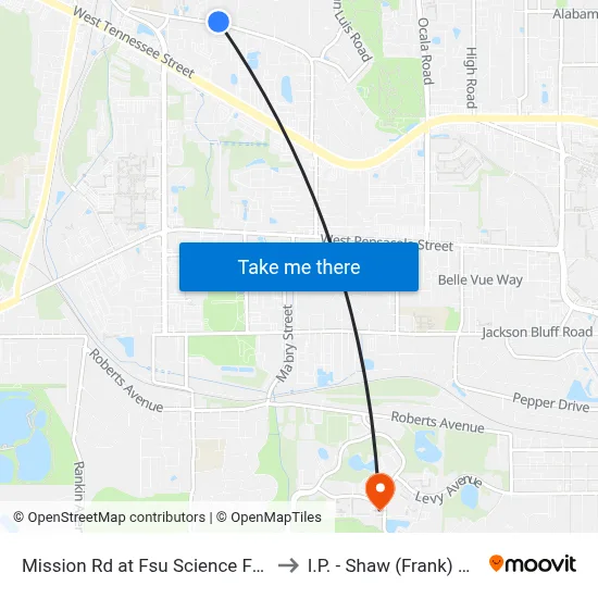 Mission Rd at Fsu Science Facility Wb to I.P. - Shaw (Frank) Building map