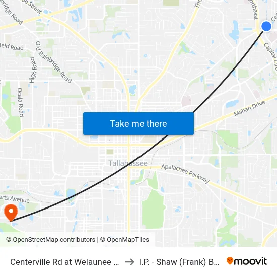 Centerville Rd at Welaunee Blvd Nb to I.P. - Shaw (Frank) Building map