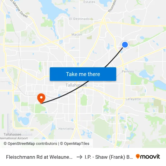 Fleischmann Rd at Welaunee Blvd Sb to I.P. - Shaw (Frank) Building map