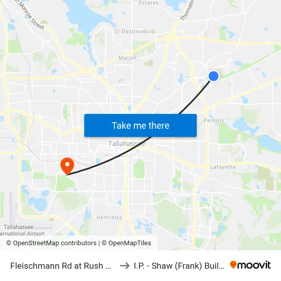 Fleischmann Rd at Rush Ln Eb to I.P. - Shaw (Frank) Building map