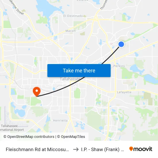 Fleischmann Rd at Miccosukee Rd Sb to I.P. - Shaw (Frank) Building map