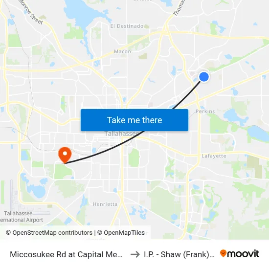 Miccosukee Rd at Capital Medical Blvd Wb to I.P. - Shaw (Frank) Building map