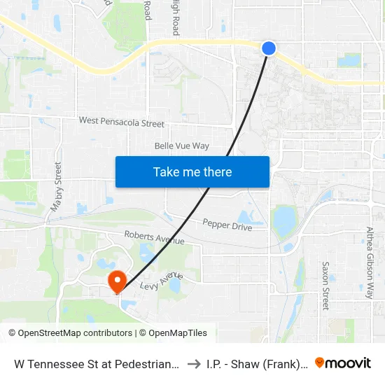 W Tennessee St at Pedestrian Crossing Wb to I.P. - Shaw (Frank) Building map