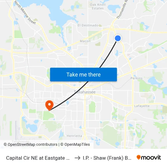 Capital Cir NE at Eastgate Way Nb to I.P. - Shaw (Frank) Building map