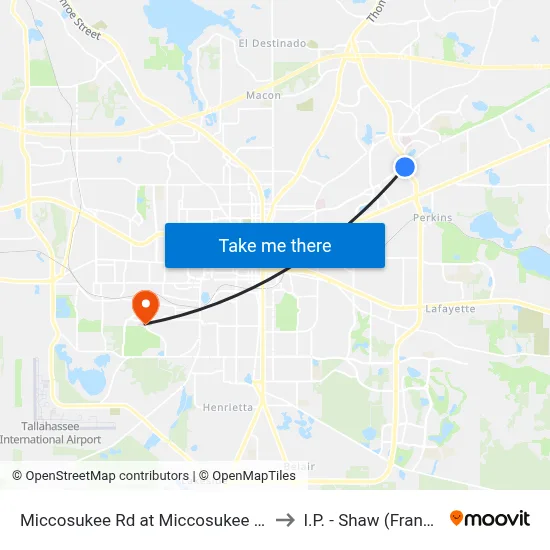 Miccosukee Rd at Miccosukee Commons Dr Eb to I.P. - Shaw (Frank) Building map