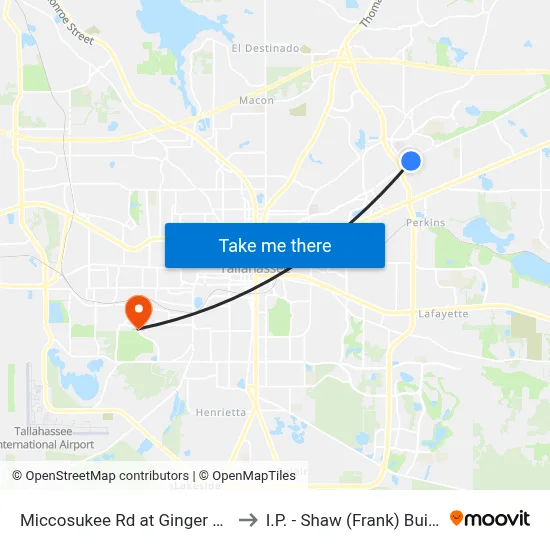Miccosukee Rd at Ginger Dr Wb to I.P. - Shaw (Frank) Building map