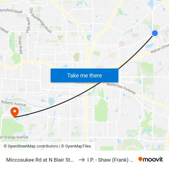 Miccosukee Rd at N Blair Stone Rd Wb to I.P. - Shaw (Frank) Building map