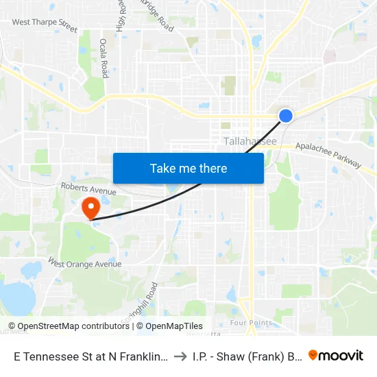 E Tennessee St at N Franklin Blvd Wb to I.P. - Shaw (Frank) Building map