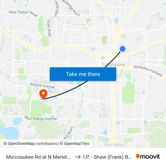 Miccosukee Rd at N Meridian St Eb to I.P. - Shaw (Frank) Building map