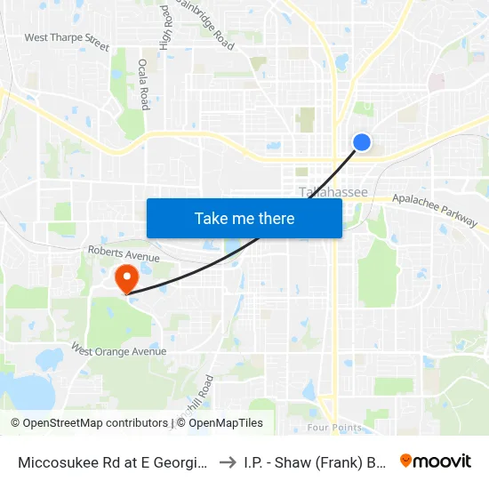 Miccosukee Rd at E Georgia St Wb to I.P. - Shaw (Frank) Building map
