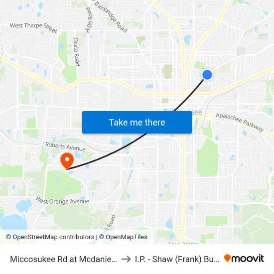 Miccosukee Rd at Mcdaniel St Eb to I.P. - Shaw (Frank) Building map