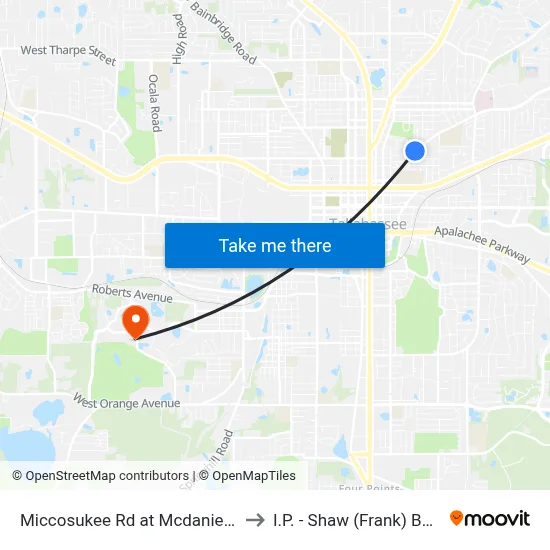 Miccosukee Rd at Mcdaniel St Wb to I.P. - Shaw (Frank) Building map
