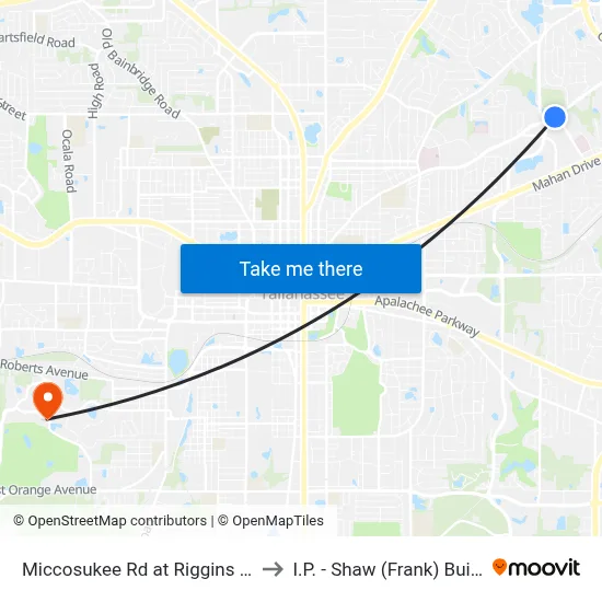 Miccosukee Rd at Riggins Rd Eb to I.P. - Shaw (Frank) Building map