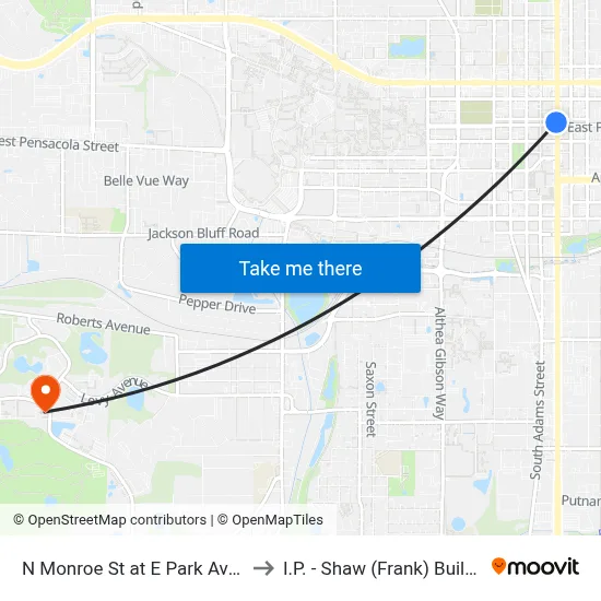 N Monroe St at E Park Ave Sb to I.P. - Shaw (Frank) Building map