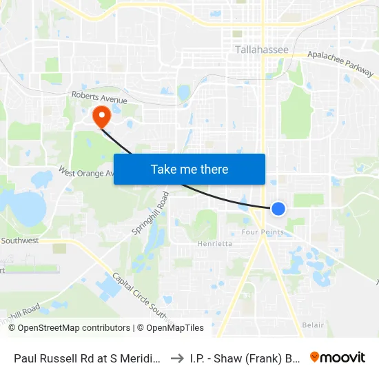 Paul Russell Rd at S Meridian St Eb to I.P. - Shaw (Frank) Building map